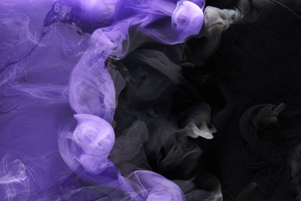 Purple lilac multicolored smoke abstract background, acrylic paint underwater explosion - Photo, Image