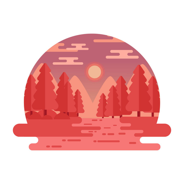 forest landscape with trees and mountains vector illustration graphic design - Vetor, Imagem