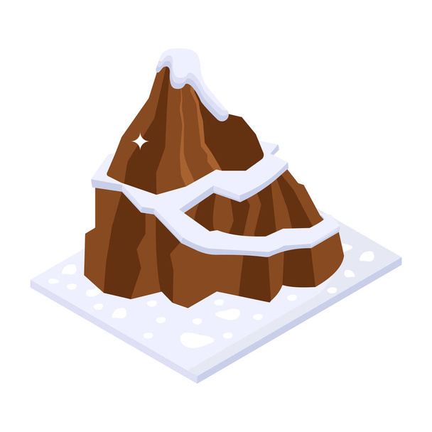 isometric snow icon. cartoon of mountain vector illustration isolated on white background - Vettoriali, immagini