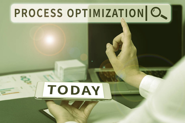 Sign displaying Process Optimization, Business idea Improve Organizations Efficiency Maximize Throughput - Photo, Image