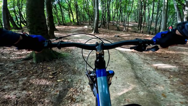 Promenade à vélo en Enduro dans les sentiers forestiers - Photo, image