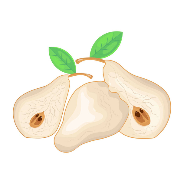 vector illustration of a whole and half of a pear - Vektor, obrázek