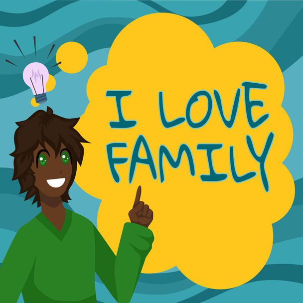 Текст почерка I Love Family, Internet Concept Good feelings about relatives Caring Loving beloved ones - Фото, изображение