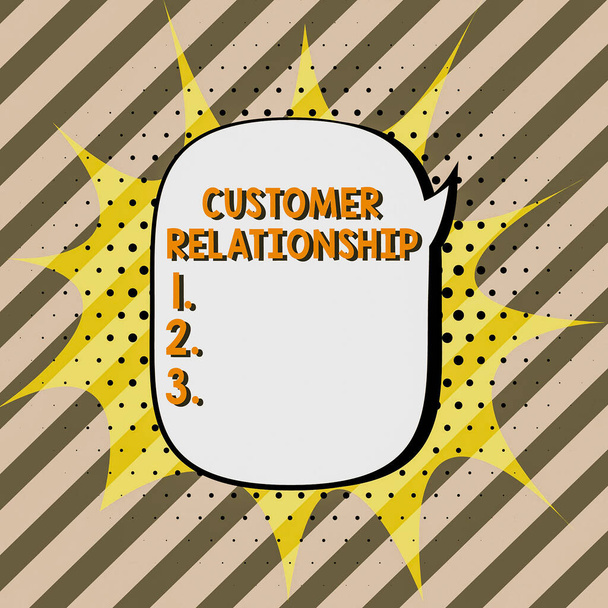 Signo de texto que muestra la relación con el cliente, el negocio muestra el trato y la interacción entre la empresa y los consumidores - Foto, imagen