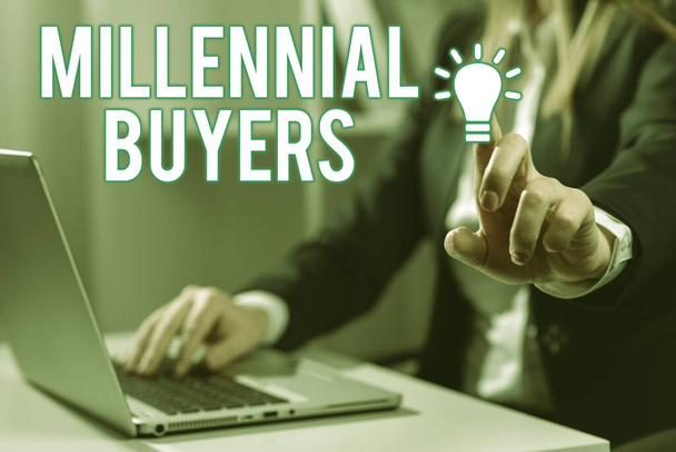 Esposizione concettuale Millennial BuyersTipo di consumatori interessati a prodotti di tendenza, Business concept Tipo di consumatori interessati a prodotti di tendenza - Foto, immagini