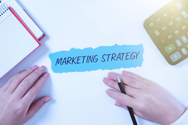 Koncepcionális felirat Marketing Stratégia a következő témában: Hogyan készítsünk termékeket Szolgáltatások Üzleti, Üzleti megközelítés rendszer a termékek lefektetésére Üzleti szolgáltatások - Fotó, kép