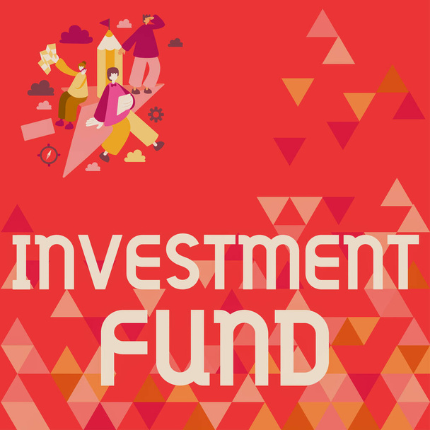 Handschrift Investeringsfonds Een kapitaalverschaffing aan talrijke investeerders, begrip "kapitaalverschaffing aan talrijke investeerders" - Foto, afbeelding