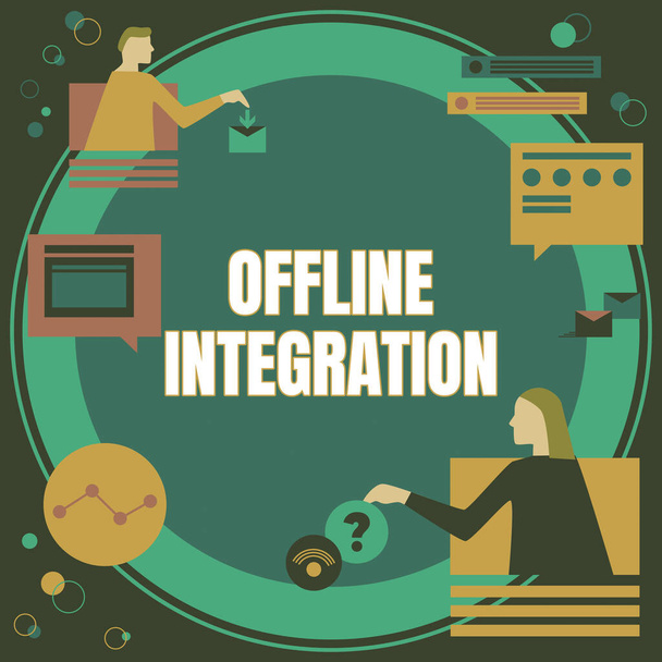 Znak tekstowy pokazujący Integrację Offline, Fotografia konceptualna Pierwsza Triada Marketing Television Print and Outdoor - Zdjęcie, obraz