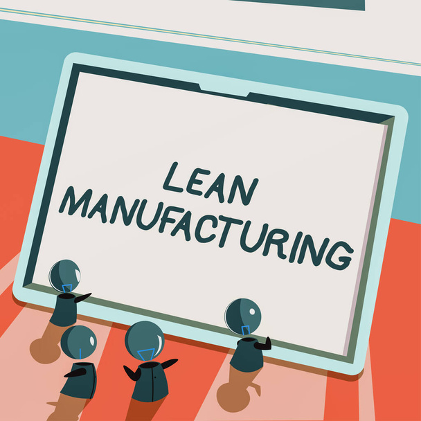 Sign exibindo Lean ManufacturingWaste Minimização sem sacrificar a produtividade, ideia de negócio Minimização de resíduos sem sacrificar a produtividade - Foto, Imagem