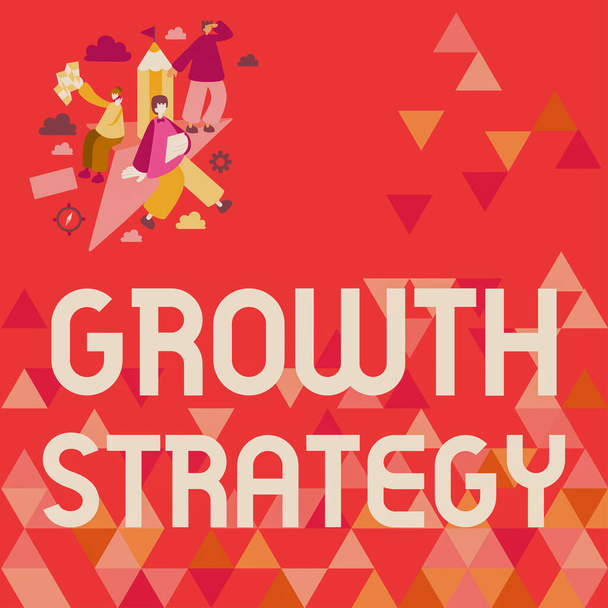 Légende conceptuelle Stratégie de croissanceStratégie visant à gagner une plus grande part de marché à court terme, Photo conceptuelle Stratégie visant à gagner une plus grande part de marché à court terme - Photo, image