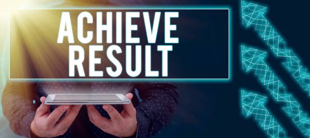 Text caption presenting Achieve ResultReceive successful result from hard work make you happy, Word for Receive successful result from hard work make you happy - Photo, Image