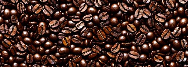 Koffie bonen achtergrond. Banner grootte. 3d. Hoge kwaliteit 3d illustratie - Foto, afbeelding