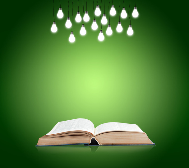 idea light bulbs with Open book - Foto, afbeelding