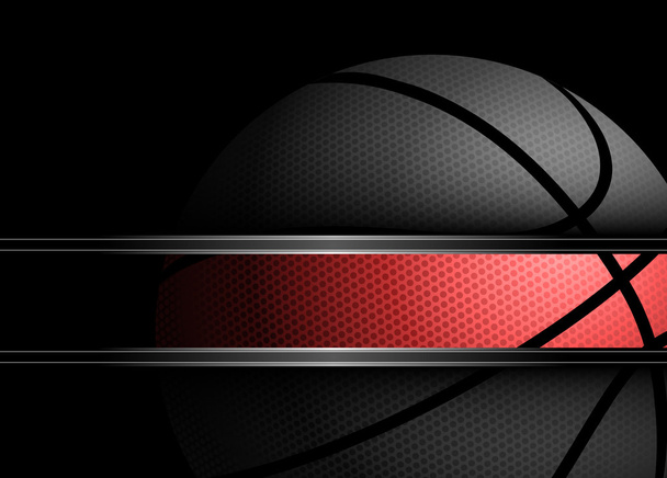 basketbal op zwarte achtergrond - Vector, afbeelding