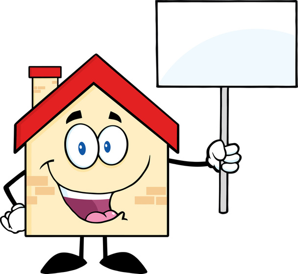 House Holding Up A Blank Sign - Vector, Image