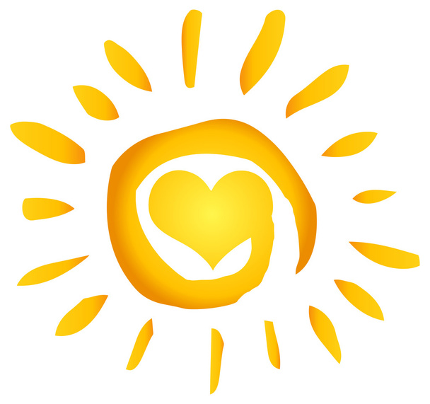 Літо гаряче абстрактне сонце з серцем
 - Вектор, зображення