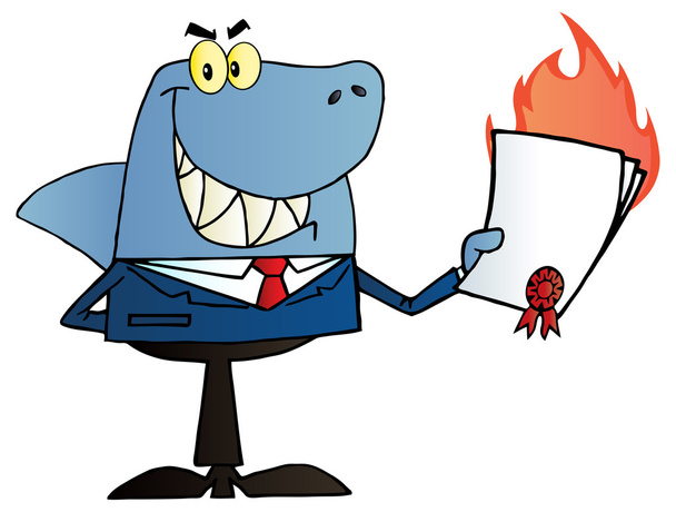Tiburón de dibujos animados con papel
 - Vector, imagen
