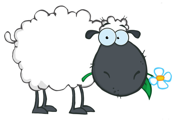 Černá ovce kreslená postava - Vektor, obrázek