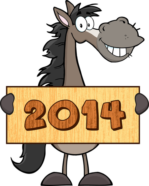Cheval avec bannière 2014 nouvelle année
 - Vecteur, image