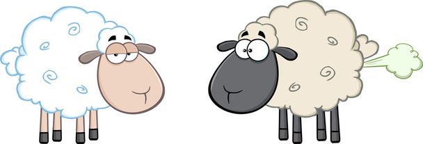 weiße Schafe und schwarze Schafe - Vektor, Bild
