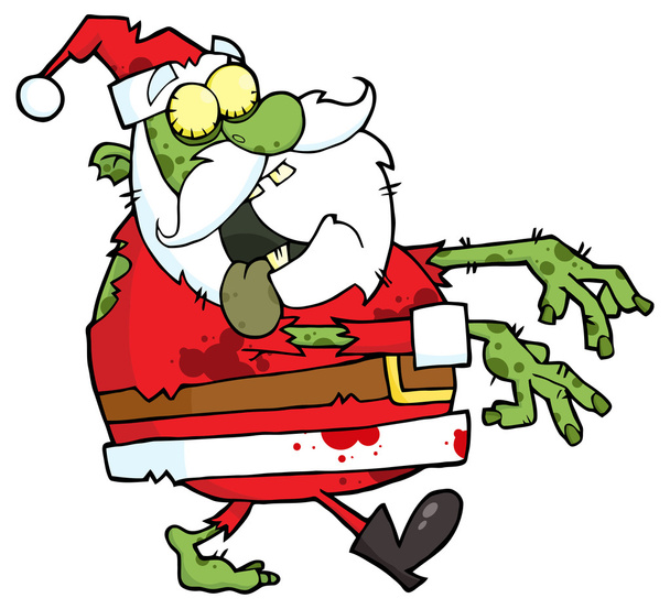 Santa Zombie caminando
 - Vector, Imagen