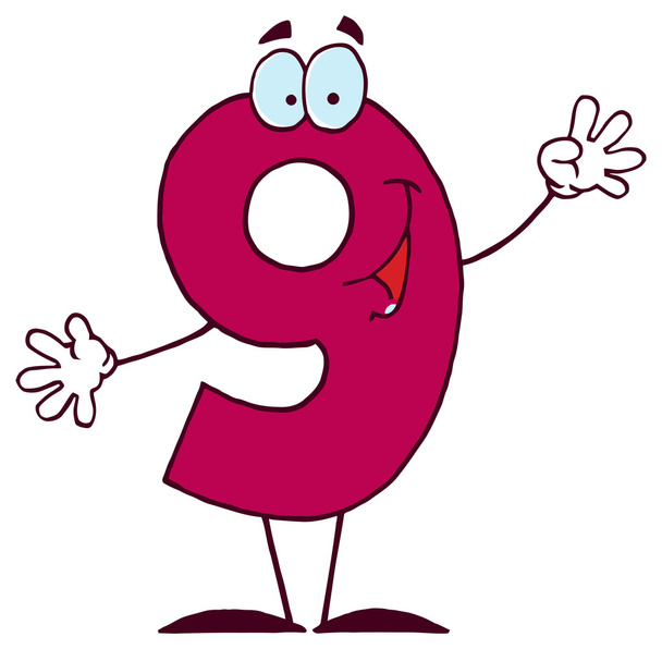 Funny Cartoon 9 Number - Vector, Image