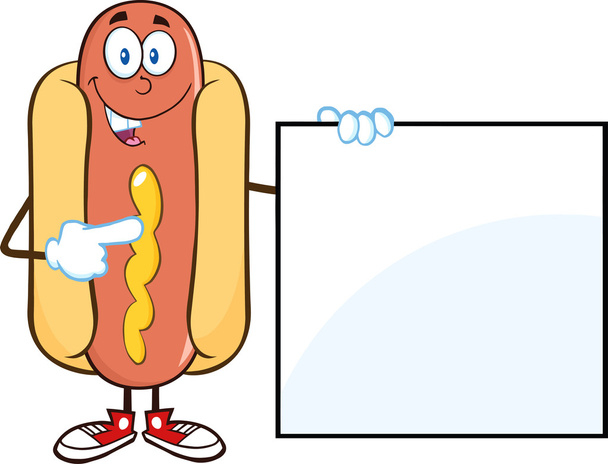 Happy  Hot Dog  With A Sign. - Vector, Image