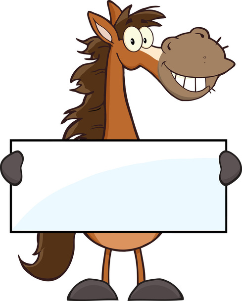 Horse  Character Holding A Banner. - Vector, Image