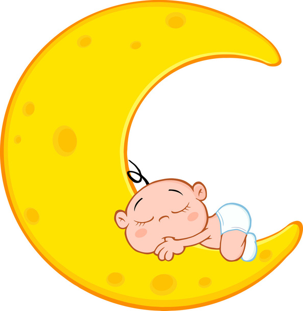 Ay'da erkek bebek uyur - Vektör, Görsel