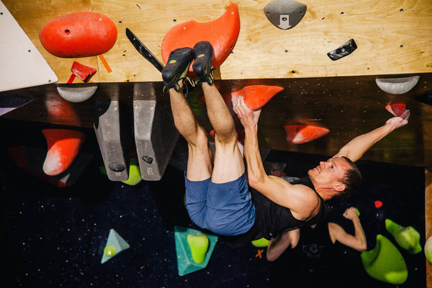 Ukraine. Kiev. 24.09.2022 competitions in climbing, bouldering. climbing gym "Space". High quality photo - Photo, image