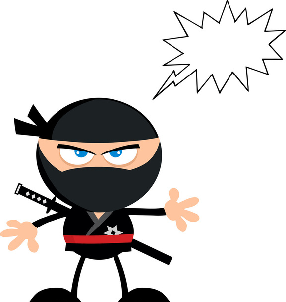 Dühös Ninja harcos rajzfilmfigura - Vektor, kép