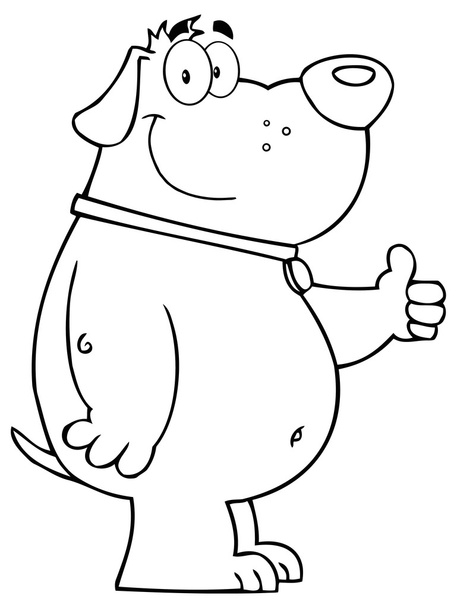 Outlined Fat Dog - Vector, Image