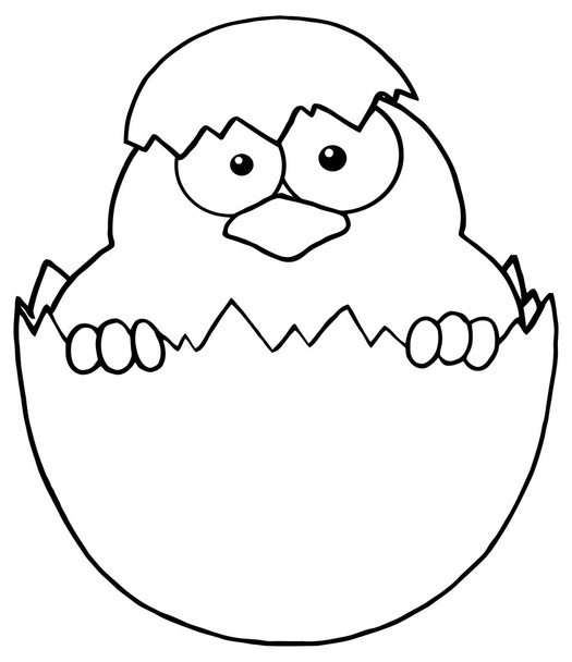 Outlined Surprise Chick - Vector, Image