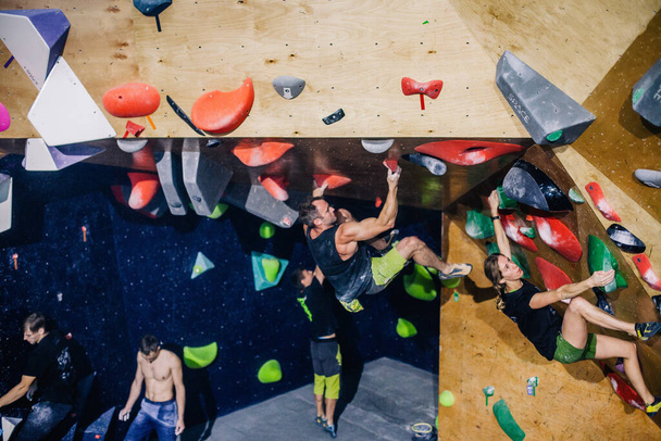 Ukraine. Kiev. 24.09.2022 competitions in climbing, bouldering. climbing gym "Space". High quality photo - Photo, image