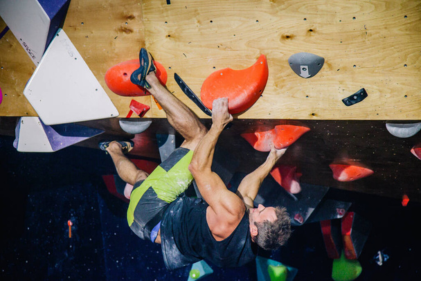 Ukraine. Kiev. 24.09.2022 competitions in climbing, bouldering. climbing gym "Space". High quality photo - Фото, изображение