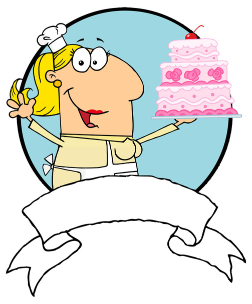 Cartone animato donna con torta
 - Vettoriali, immagini