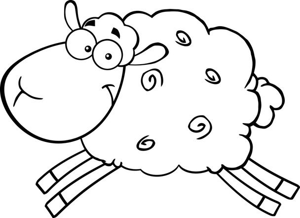 Sheep Cartoon Character Jumping. - Vector, Image