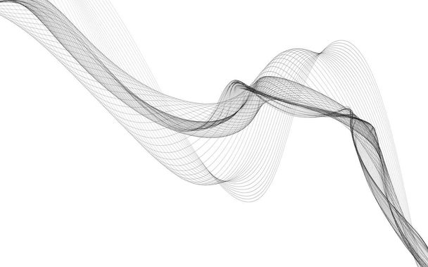 Fond abstrait avec des lignes d'onde monochromes sur fond blanc. Contexte technologique moderne. - Photo, image