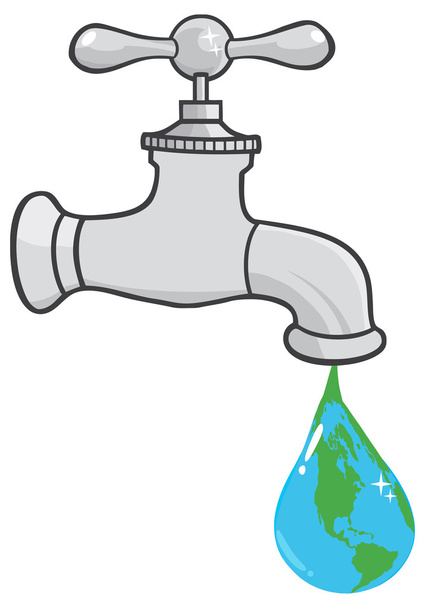 Leaking Faucet The Earth Planet Droplet - Вектор,изображение