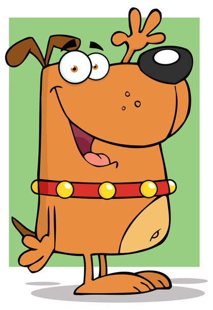 Szczęśliwy pies postać macha - Wektor, obraz
