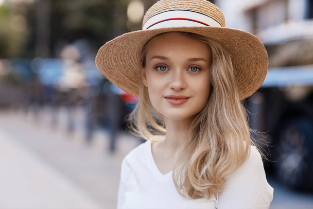young pretty blond woman outdoor. High quality photo - Fotó, kép