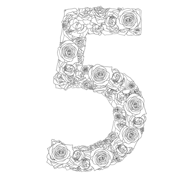Цветочный алфавит из красных роз, символы 5
 - Фото, изображение