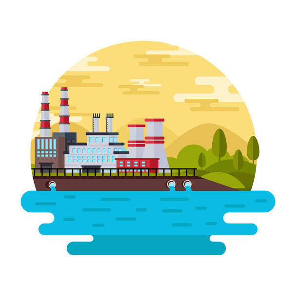 oil tanker and factory vector illustration graphic design - Vetor, Imagem