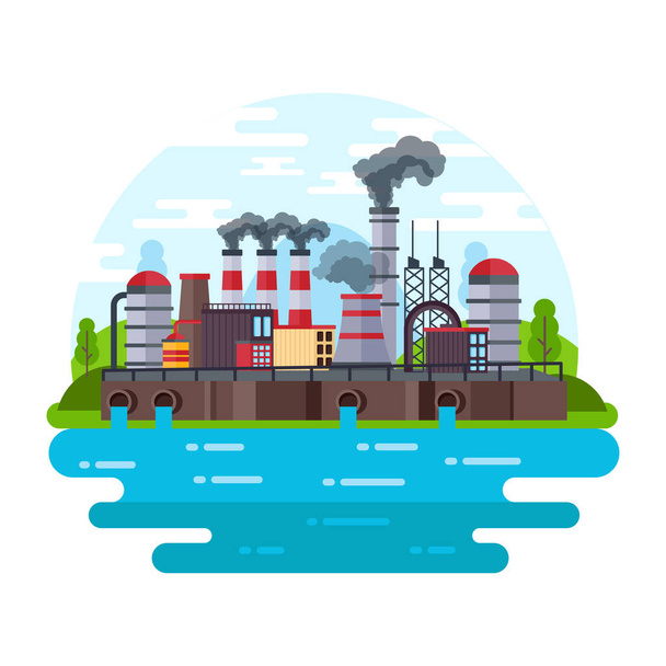 Industrial Pollution modern design, vector illustration - Vektör, Görsel