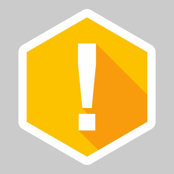 Exclamation mark, Attention sign, Caution icon, Hazard warning symbol, vector mark symbols Yellow style. White stroke design. Isolated icon. Flat style vector illustration. - Vector, Image