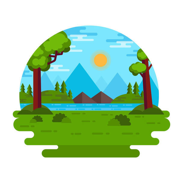 summer landscape with camp and camping theme, nature and mountain vector illustration - Вектор, зображення