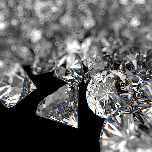 Diamantes composición 3d sobre fondo negro
  - Foto, imagen