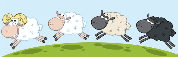 Τρία πρόβατα οδηγεί RAM. - Διάνυσμα, εικόνα