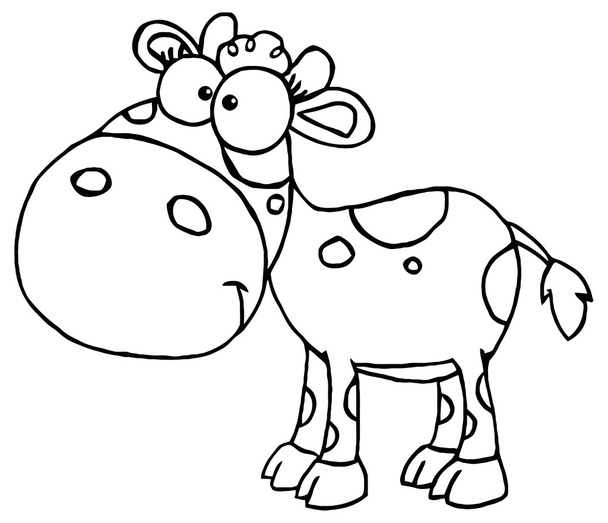 Outlined Baby Cow - Vector, Image