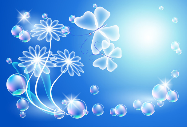 Background with transparent flowers - Διάνυσμα, εικόνα
